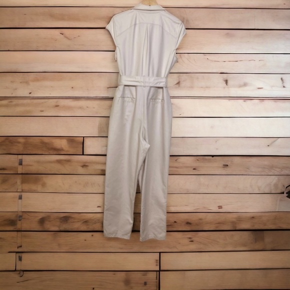 Anthropologie Ivory Demi Textured Jumpsuit Cream Color Sz 14 - Picture 5 of 13